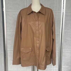 NWOT L'academie Camel Faux Leather Shirt sz XL